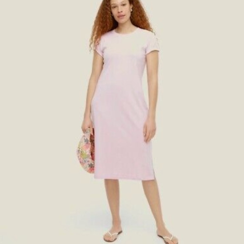 J. Crew Short Sleeve Midi Tee Shirt Dress in Pink Size Small